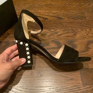 Barney New York Black Suede Heels Size 5